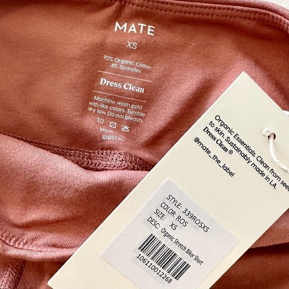 NWT MATE the Label Rose Pink Organic Stretch Biker Short - Size XS - Picture 4 of 10